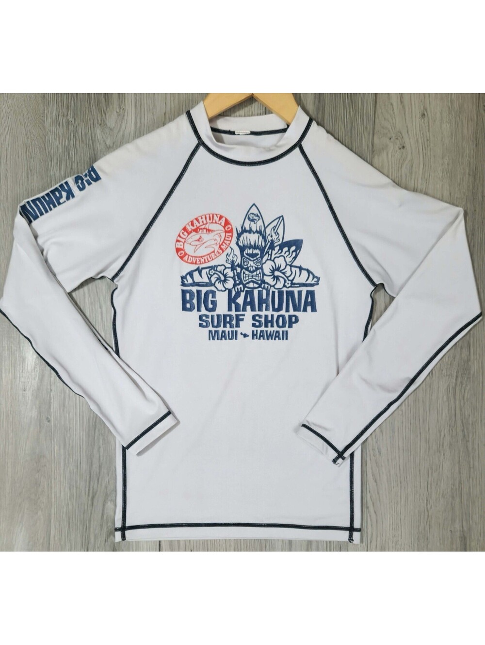 Big Kahuna Surf Shop Maui Hawaii Rash Guard Youth L/XL White #14